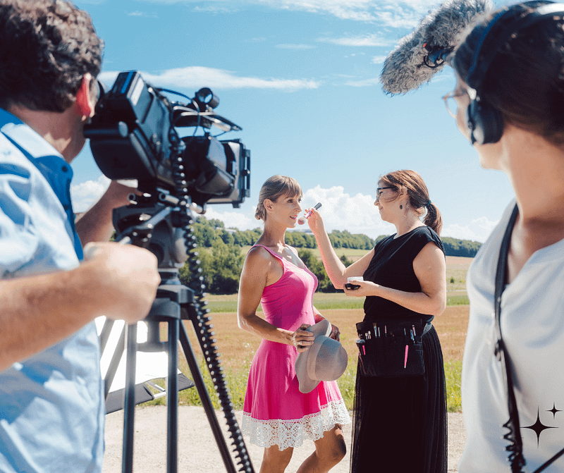 videographer and audio person recording actors